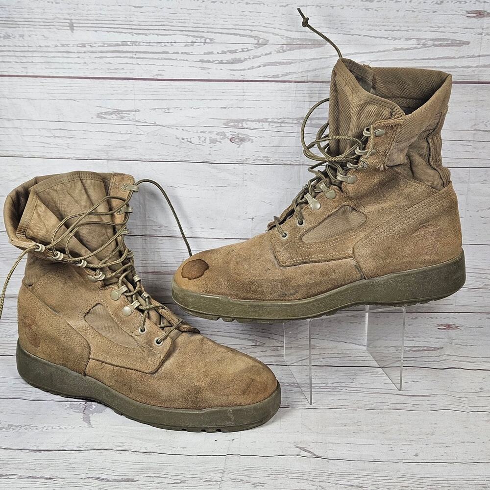 McRae Footwear USMC Combat Boots Men's Coyote US 10.5R Suede Vibram Sole *Stain
